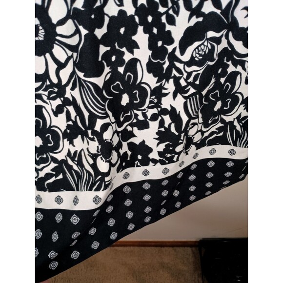 Talbots Black White Cotton Floral Border Print Shift Dress Size Medium Petite - Picture 5 of 8